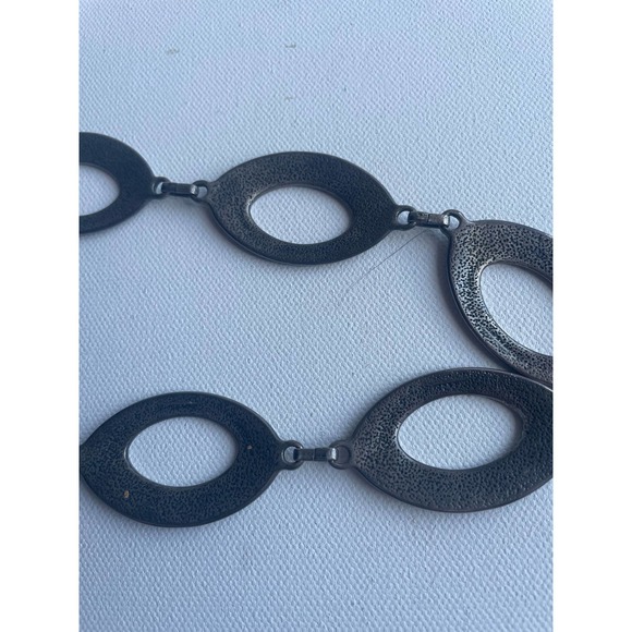 Y2K Silver Tone Pewter Look Open Oval Belt - Missing Chain - Picture 6 of 7